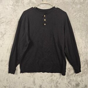 Great Northwest Clothing Company Black Long Sleeve Henley Shirt Men's Size M